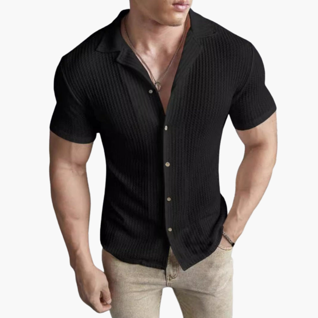 Chemise Homme avec Col Ouvert et Surface Texturée