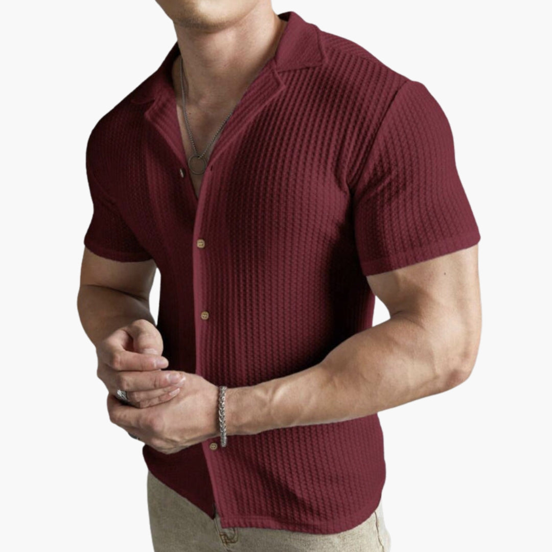 Chemise Homme avec Col Ouvert et Surface Texturée