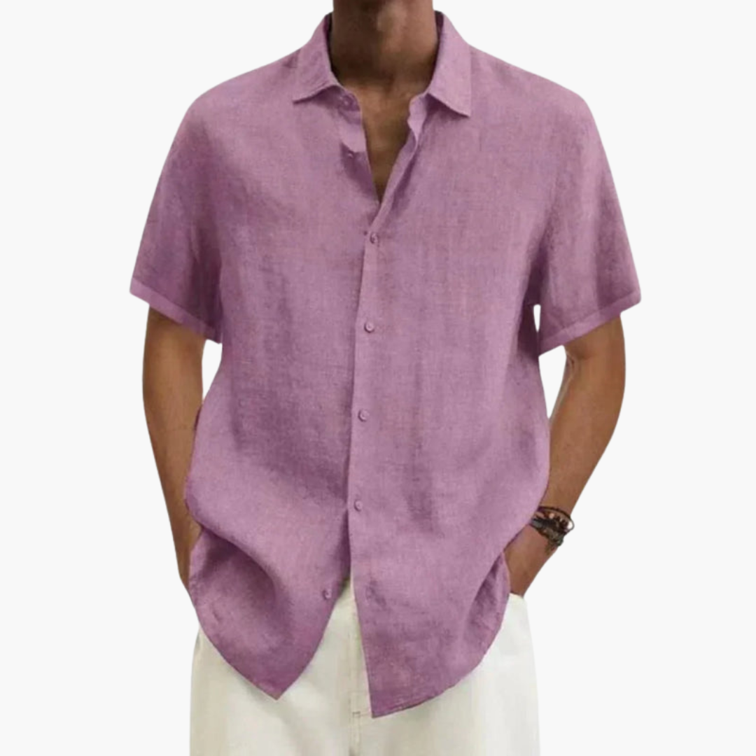 Chemise à manches courtes pour homme avec col classique et boutonnière