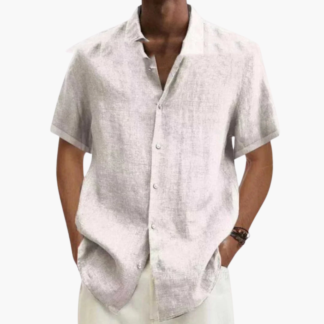 Chemise à manches courtes pour homme avec col classique et boutonnière