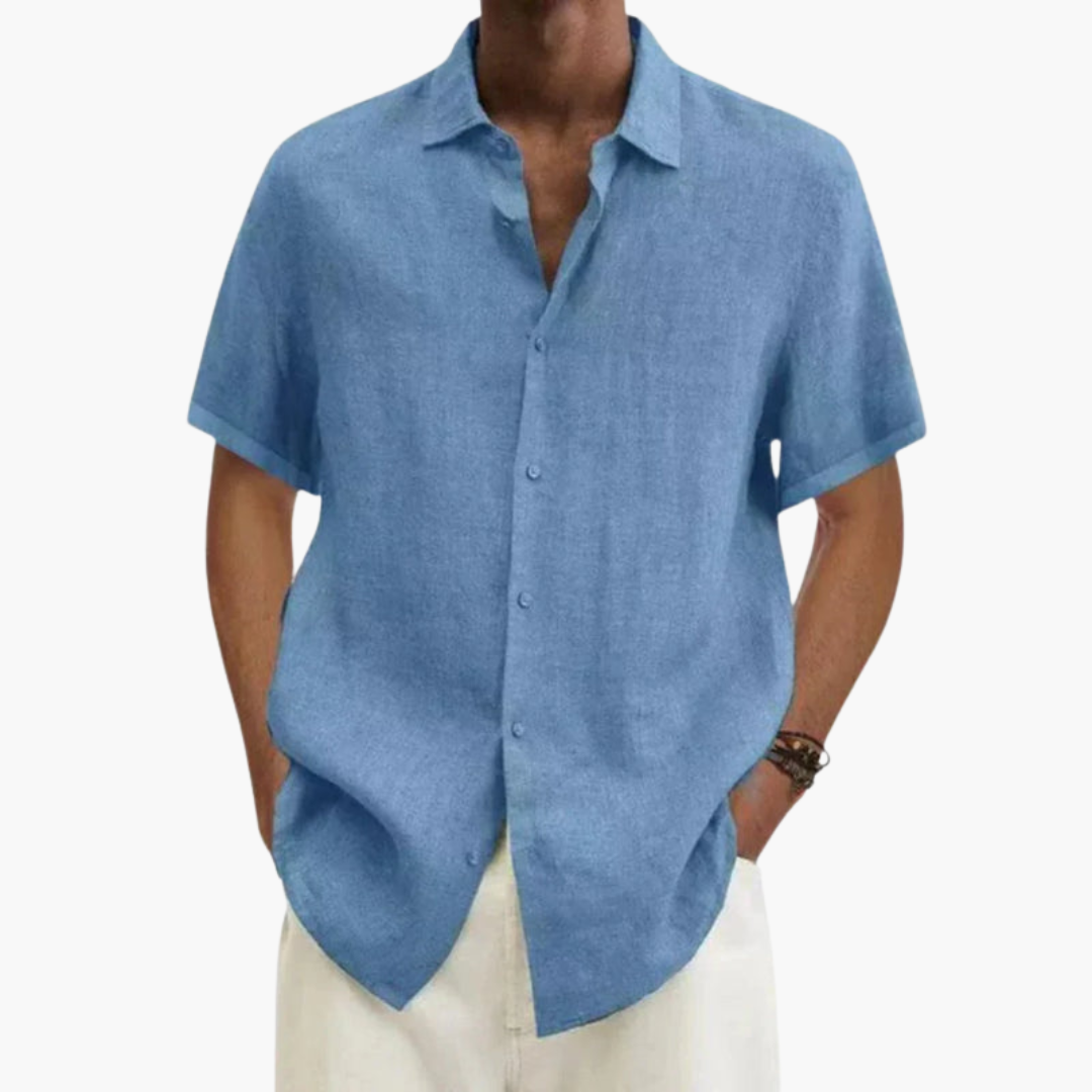 Chemise à manches courtes pour homme avec col classique et boutonnière
