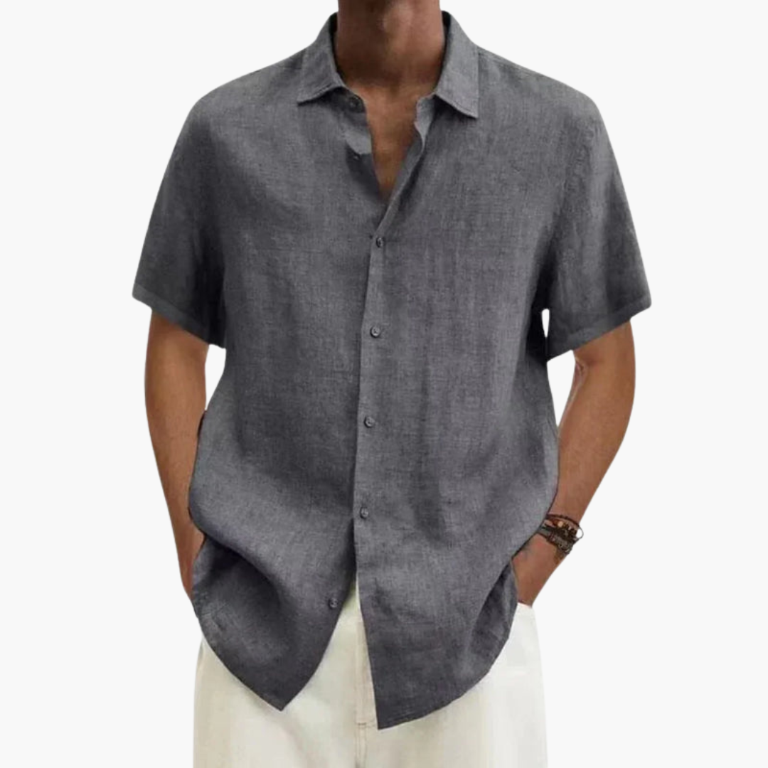 Chemise à manches courtes pour homme avec col classique et boutonnière