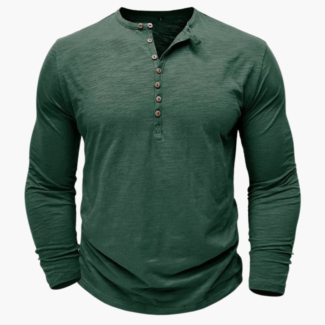Chemise henley homme manches longues avec patte de boutonnage