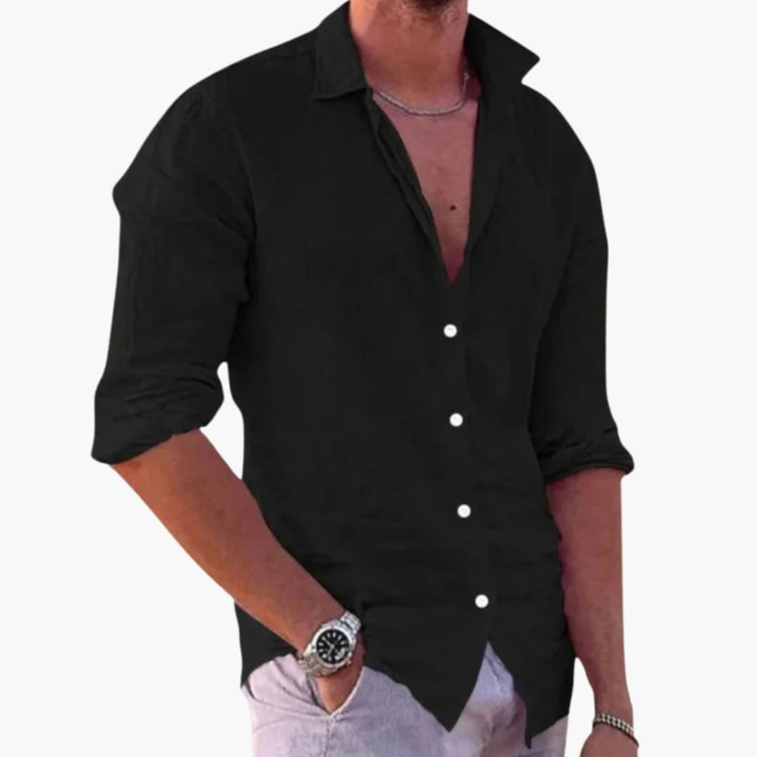 Camisa de hombre con cuello clásico y cierre de botones