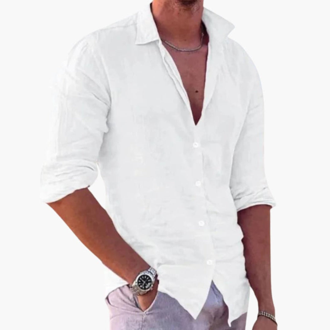 Camisa de hombre con cuello clásico y cierre de botones