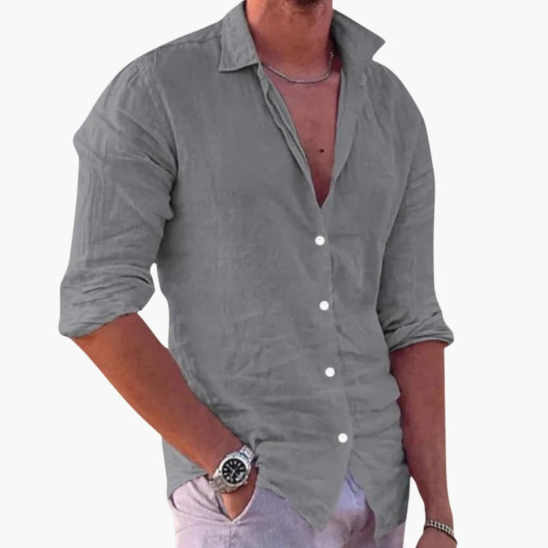 Camisa de hombre con cuello clásico y cierre de botones
