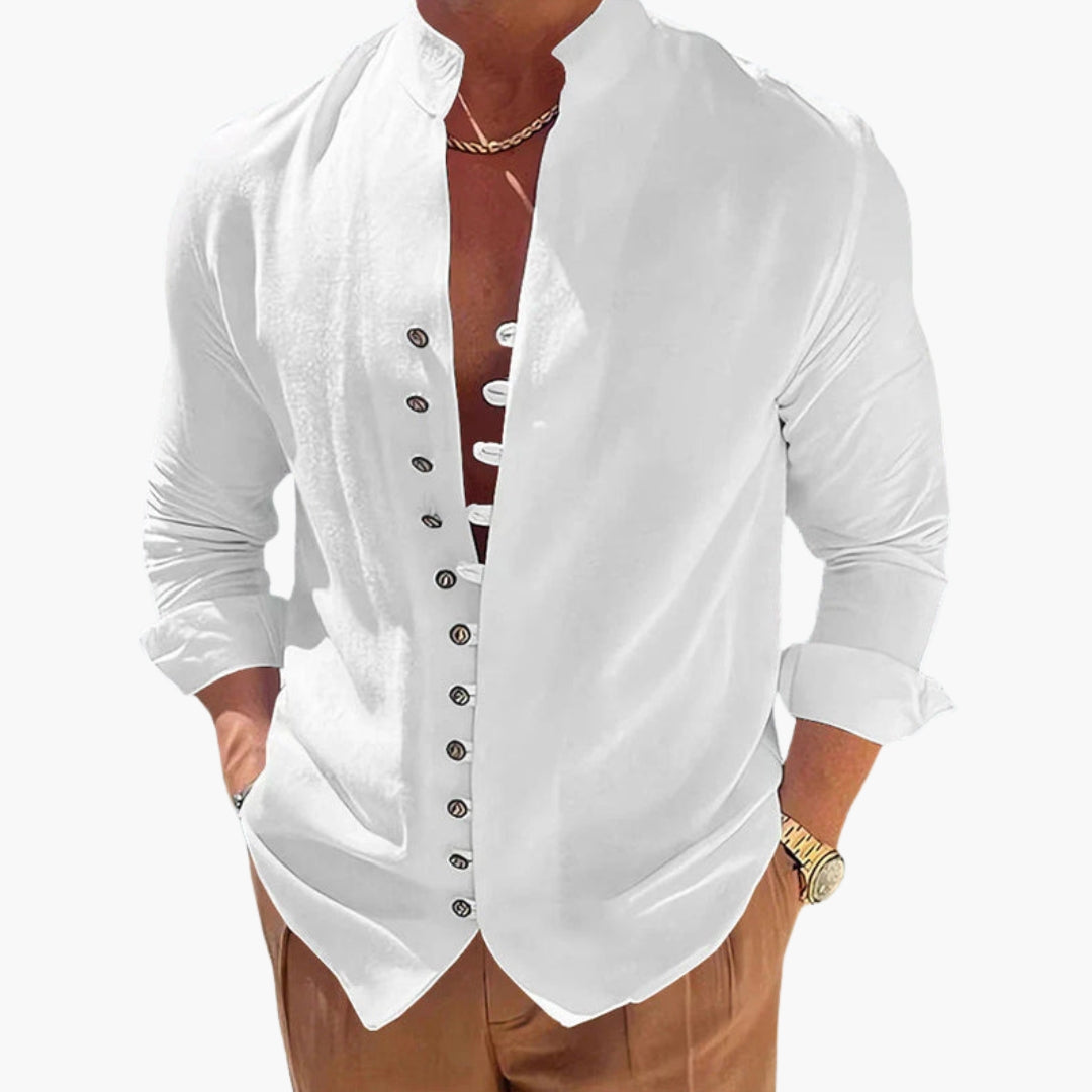 Chemise homme à col officier et surface unie