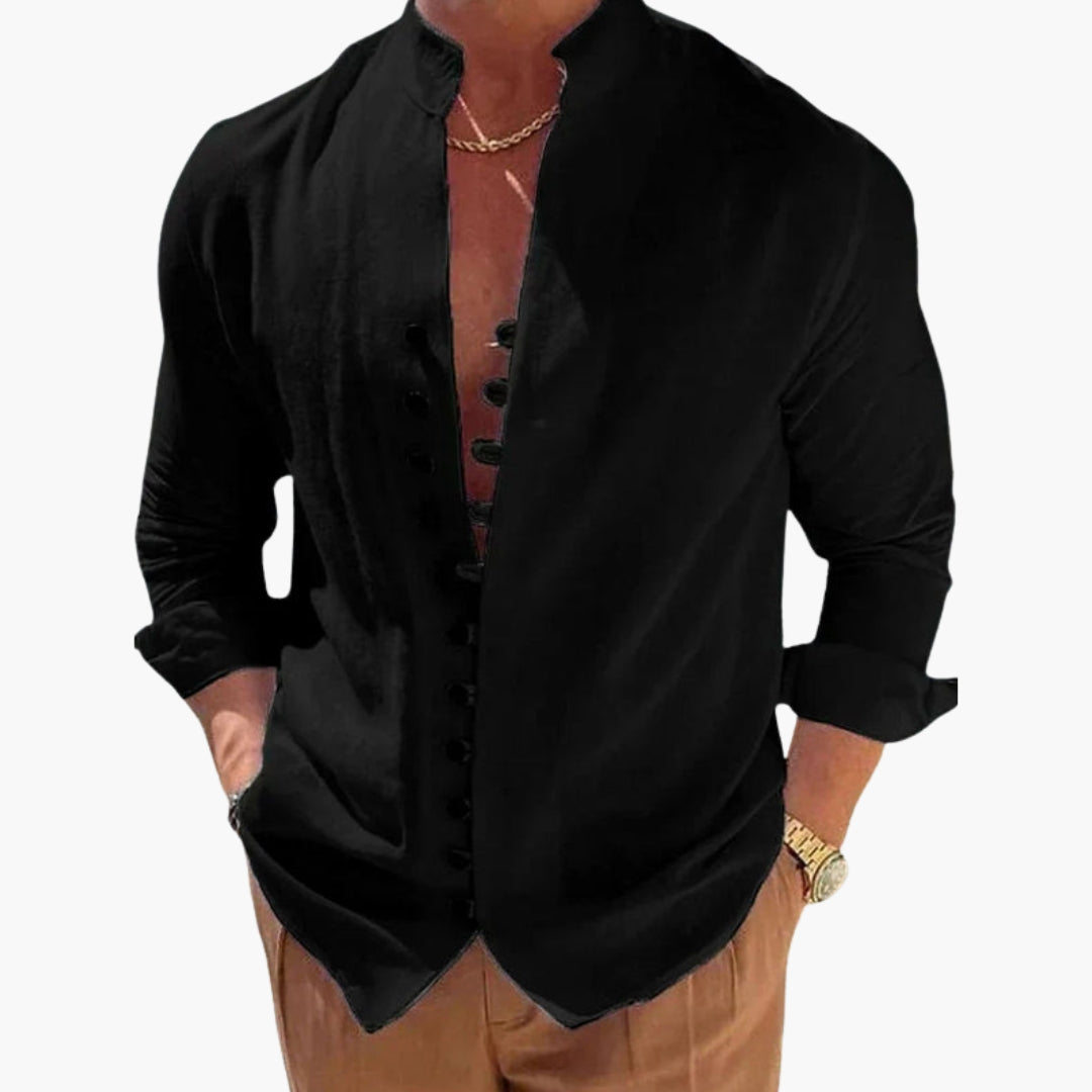 Chemise homme à col officier et surface unie