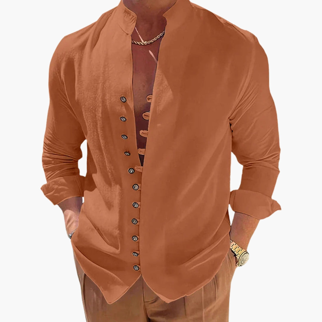 Chemise homme à col officier et surface unie
