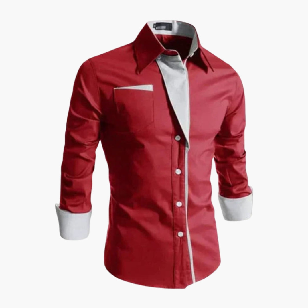 Camisa de hombre con cuello puntiagudo y bolsillo en el pecho