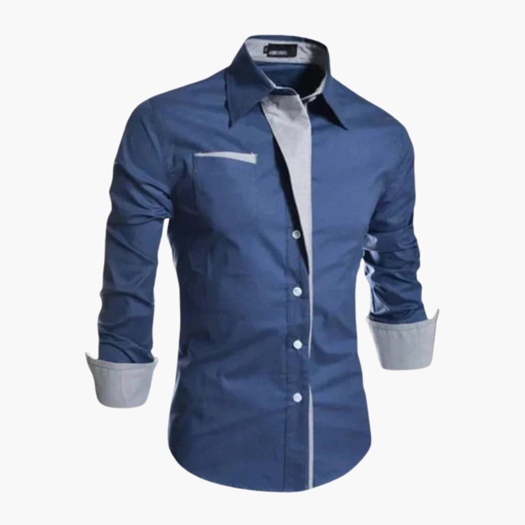 Camisa de hombre con cuello puntiagudo y bolsillo en el pecho