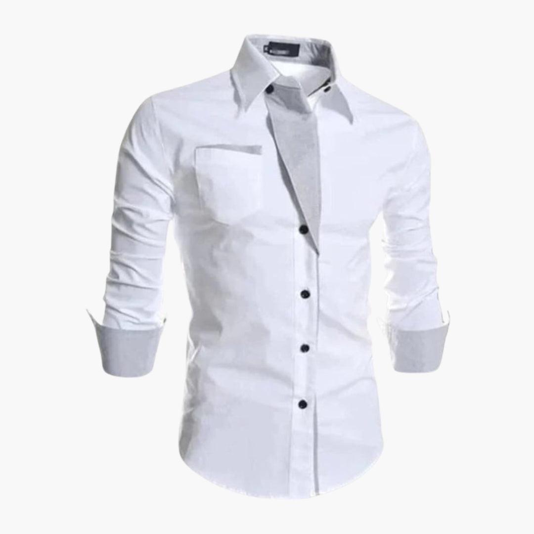 Camisa de hombre con cuello puntiagudo y bolsillo en el pecho