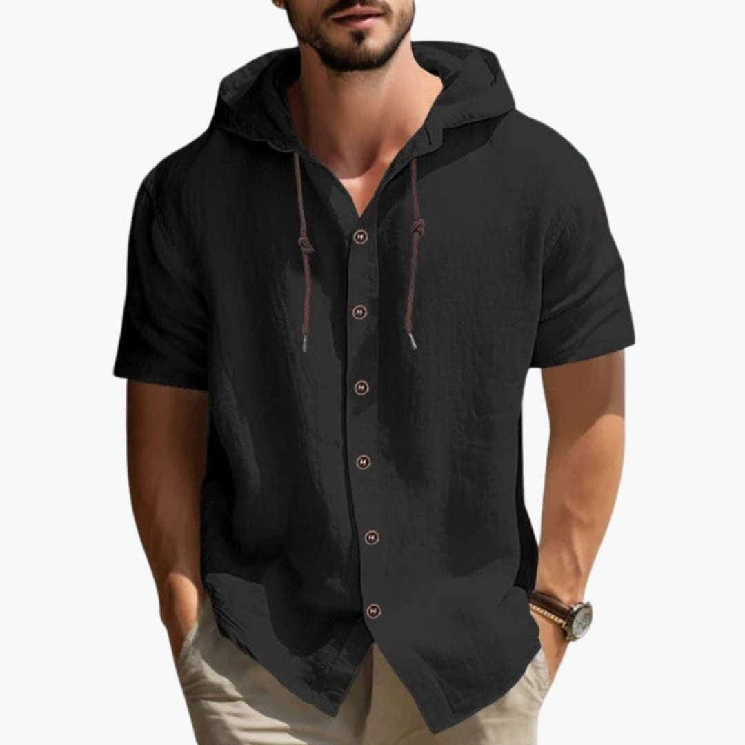 Chemise homme avec capuche et patte de boutonnage