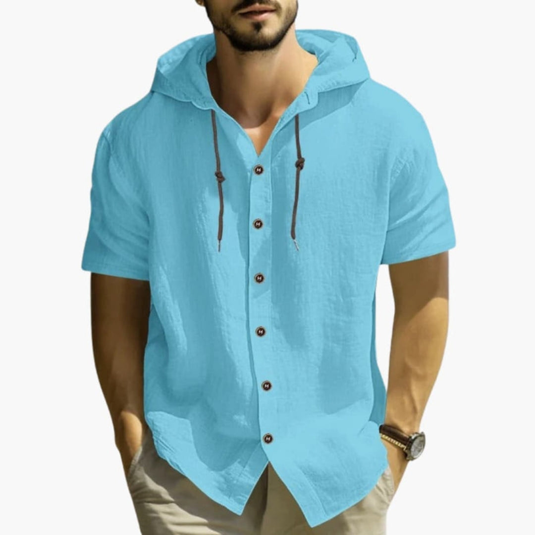 Chemise homme avec capuche et patte de boutonnage