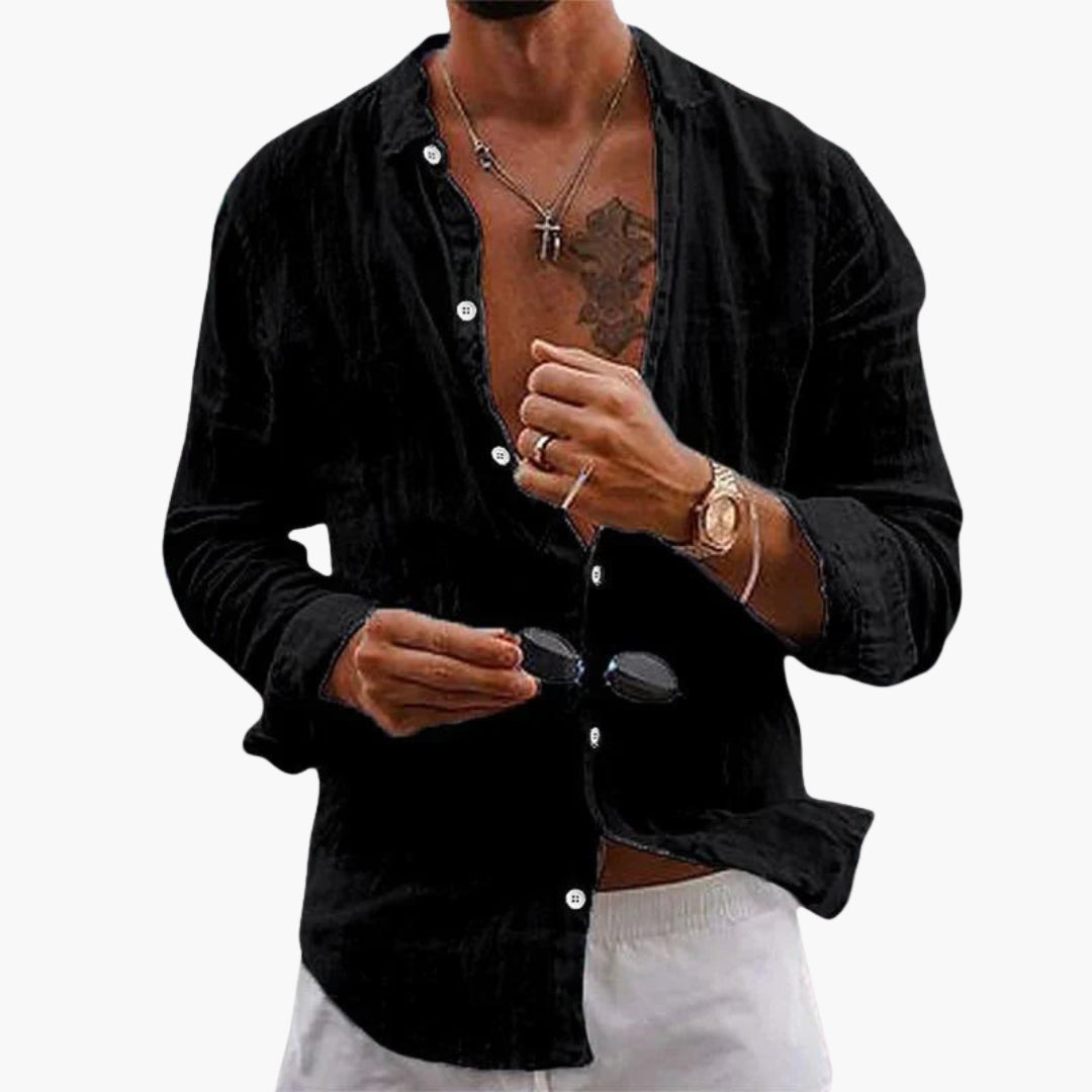 Chemise homme àvec col et surface unie
