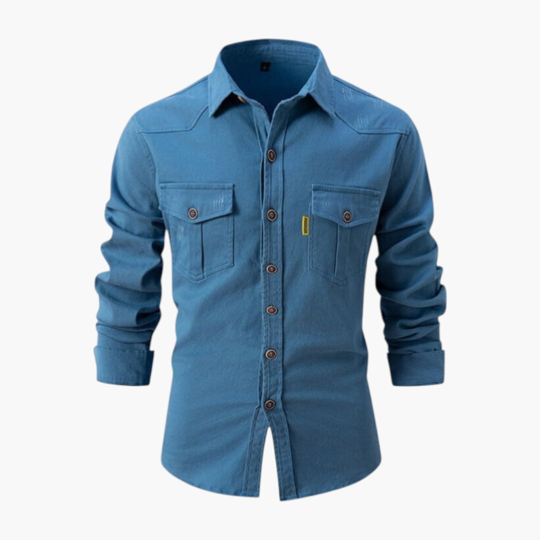 Chemise homme avec poches poitrine et patte de boutonnage