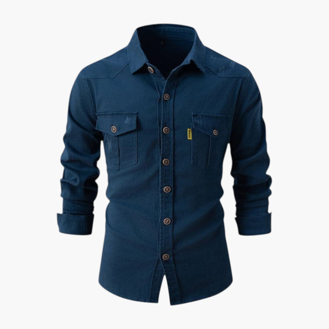Chemise homme avec poches poitrine et patte de boutonnage