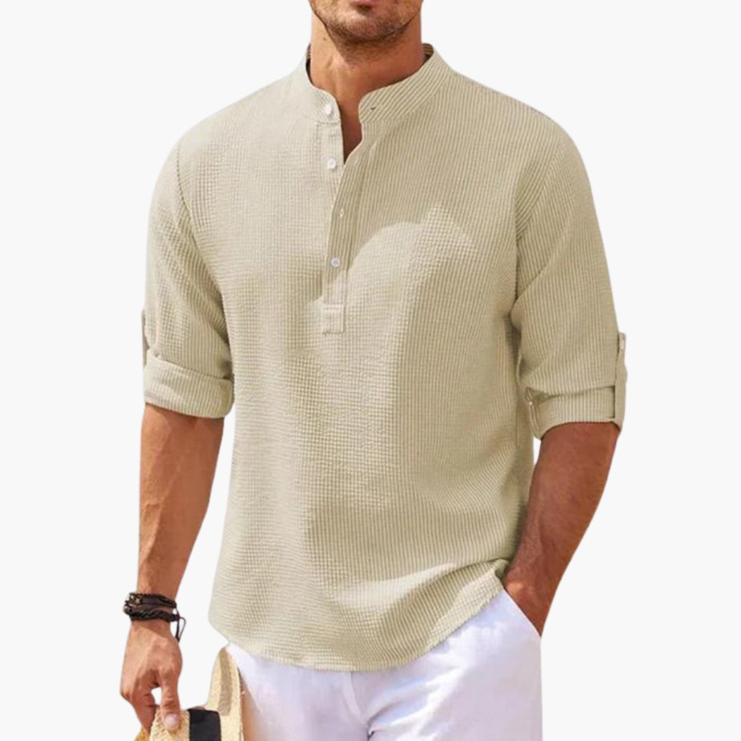 Chemise homme coupe droite à col officier