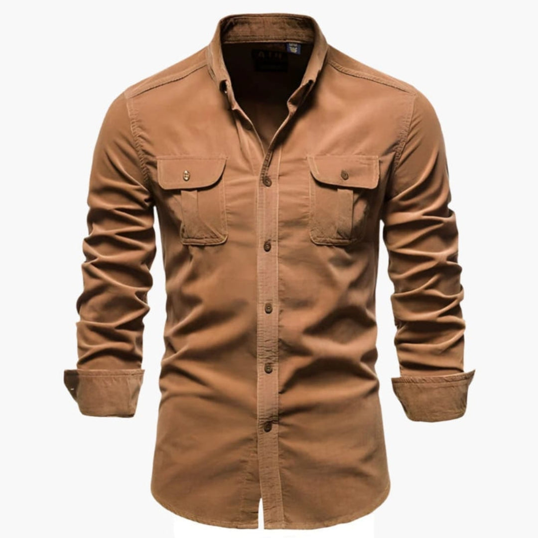 Camicia uomo maniche lunghe con tasche sul petto