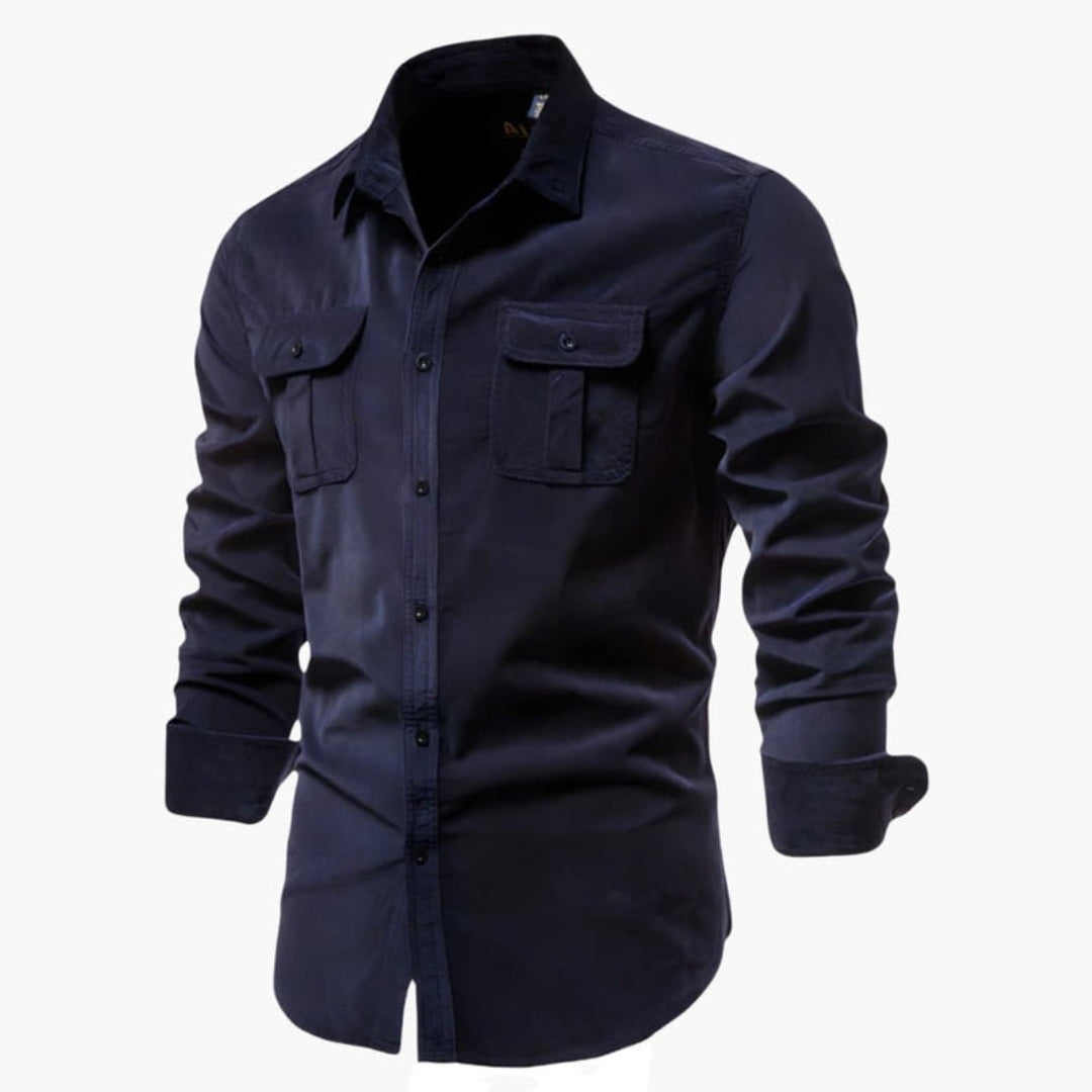 Camicia uomo maniche lunghe con tasche sul petto