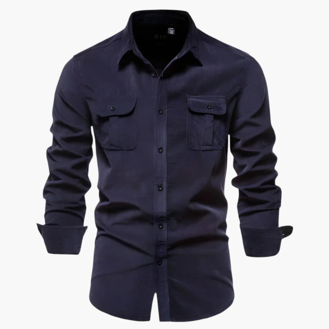 Camicia uomo maniche lunghe con tasche sul petto