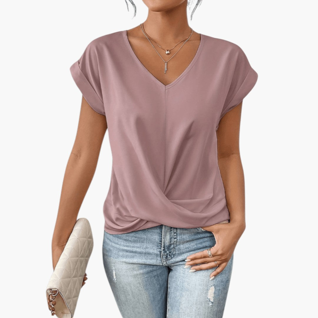 Camicia da donna con scollo a V e maniche corte
