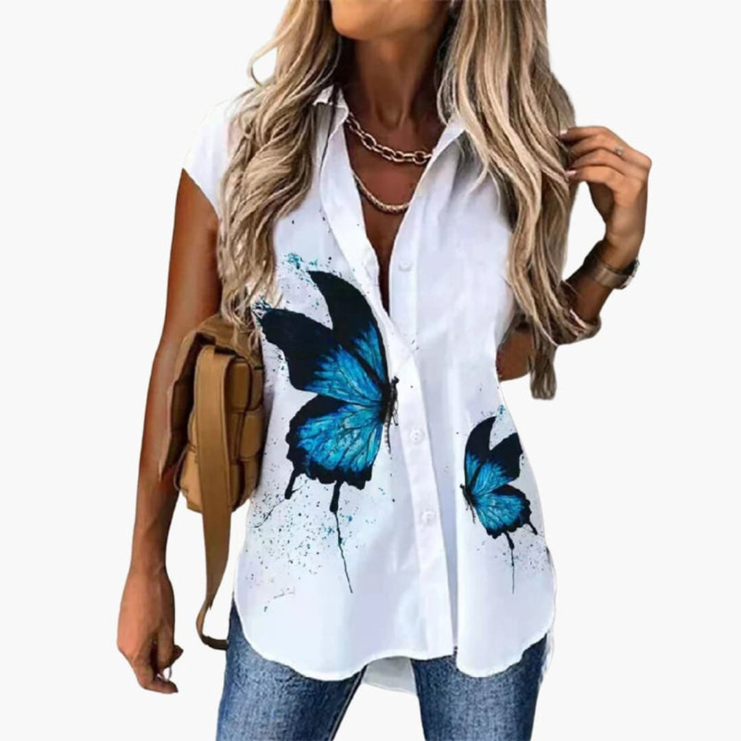 Camicia da donna con colletto e taglio senza maniche