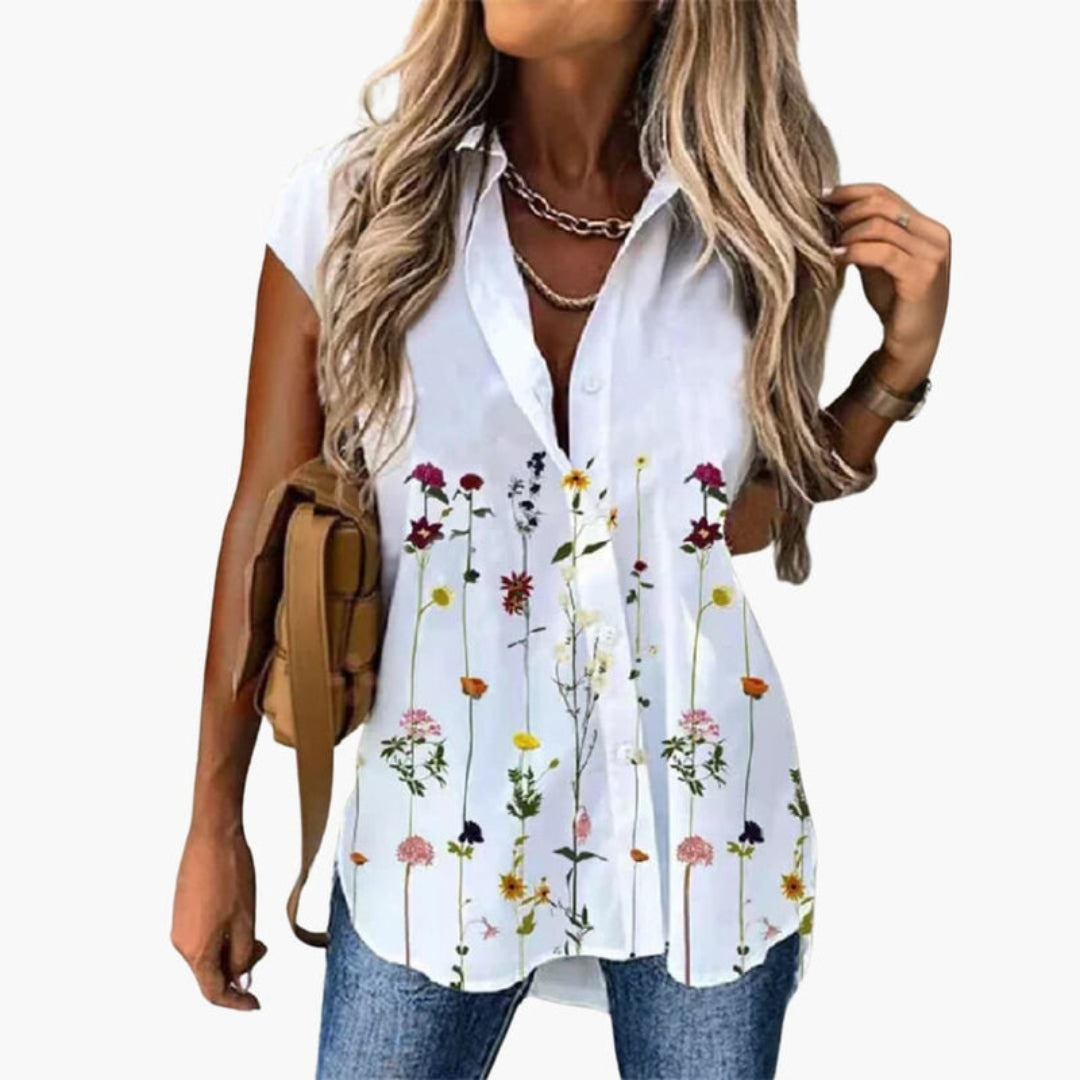 Camicia da donna con colletto e taglio senza maniche