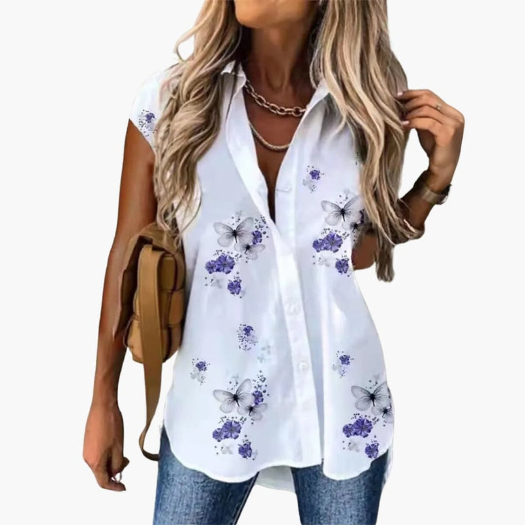 Camicia da donna con colletto e taglio senza maniche