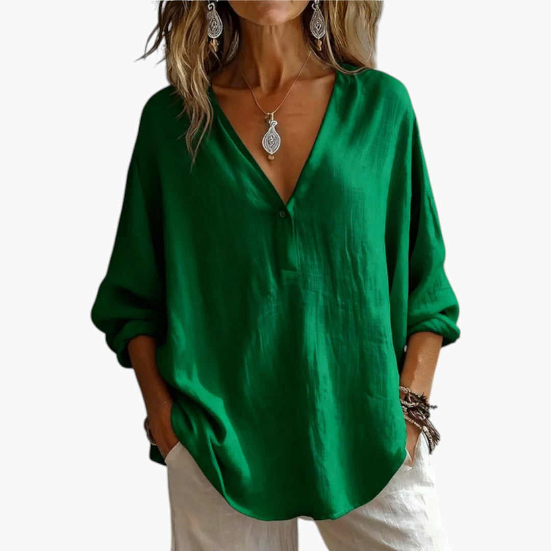 Blusa mujer con mangas largas y corte fluido