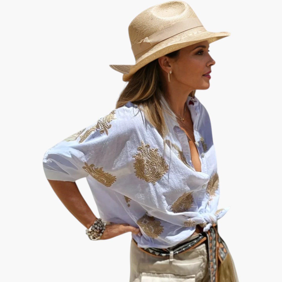 Women's blouse with printed surface