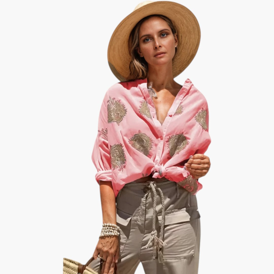 Women's blouse with printed surface