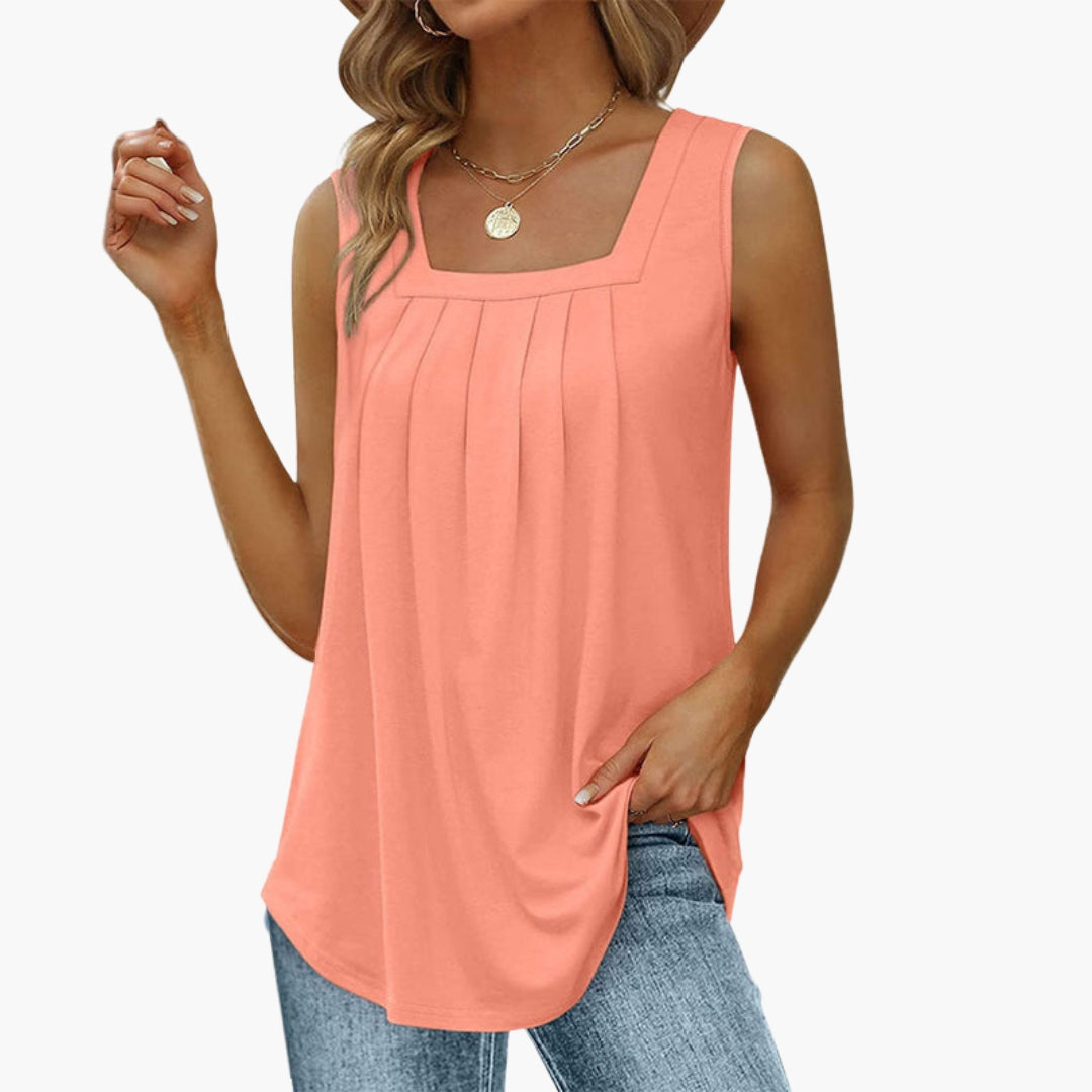 Sleeveless women's blouse with square neckline