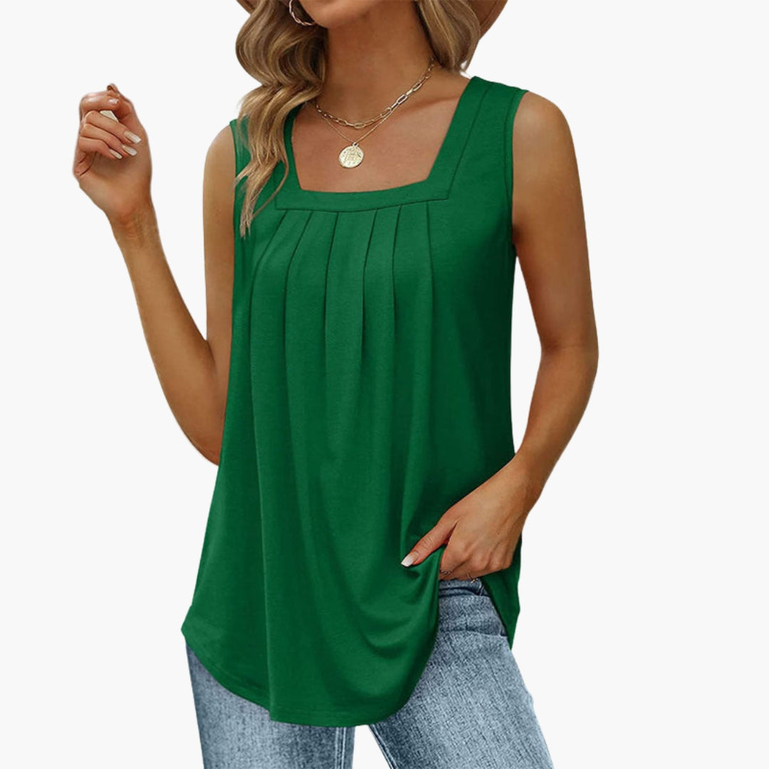 Sleeveless women's blouse with square neckline