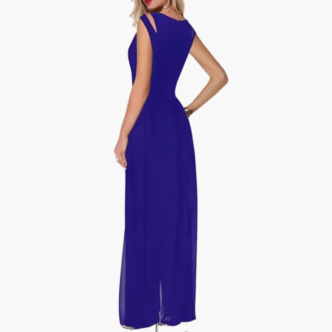 Women's Jumpsuit with Round Neck and Layering