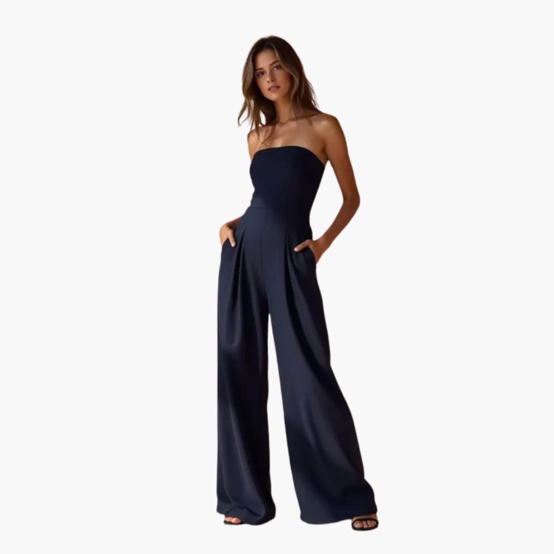 Elegant Summer Jumpsuit for Women Strapless with Wide Pants