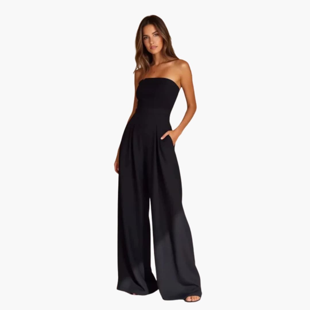 Elegant Summer Jumpsuit for Women Strapless with Wide Pants