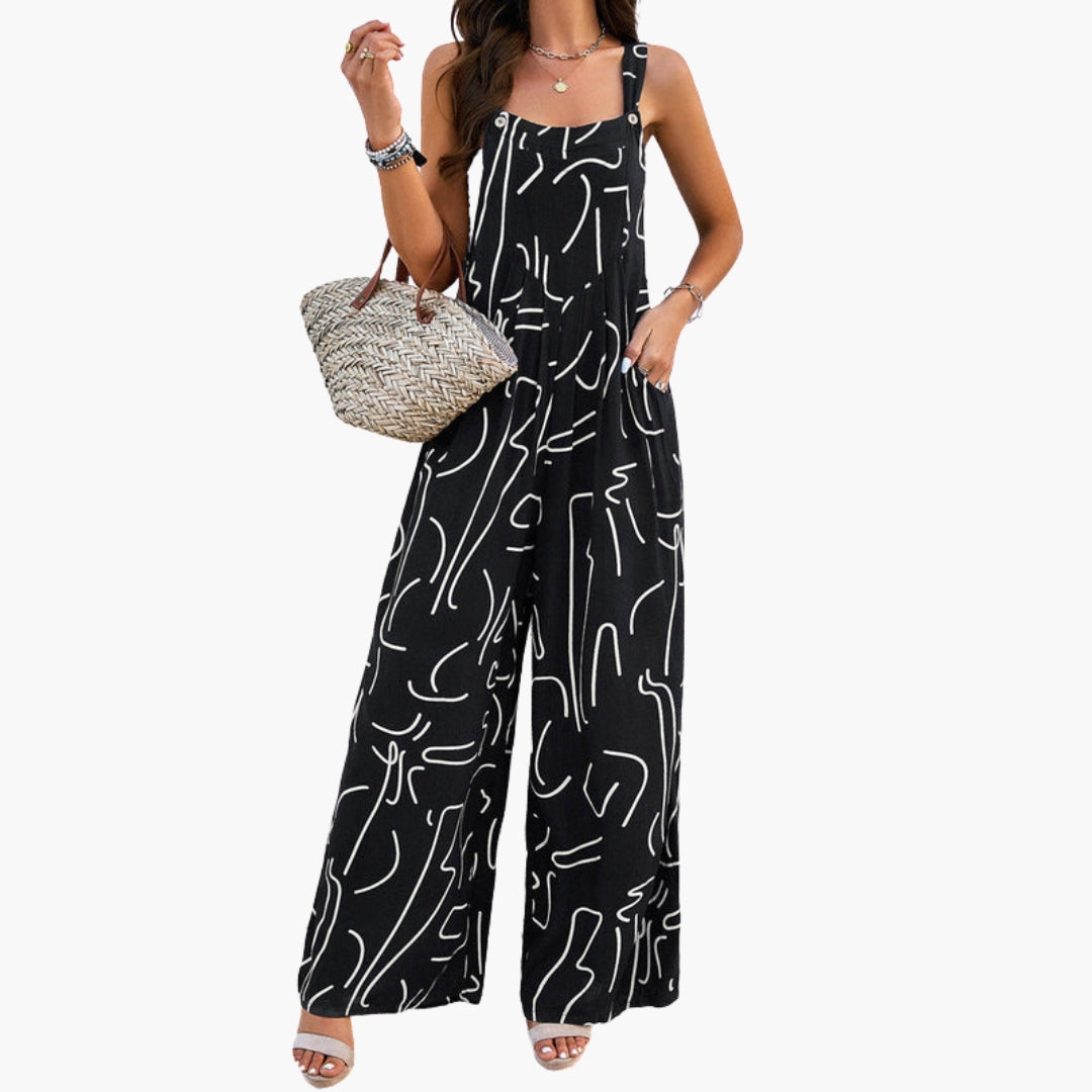Women's jumpsuit with adjustable straps and wide legs