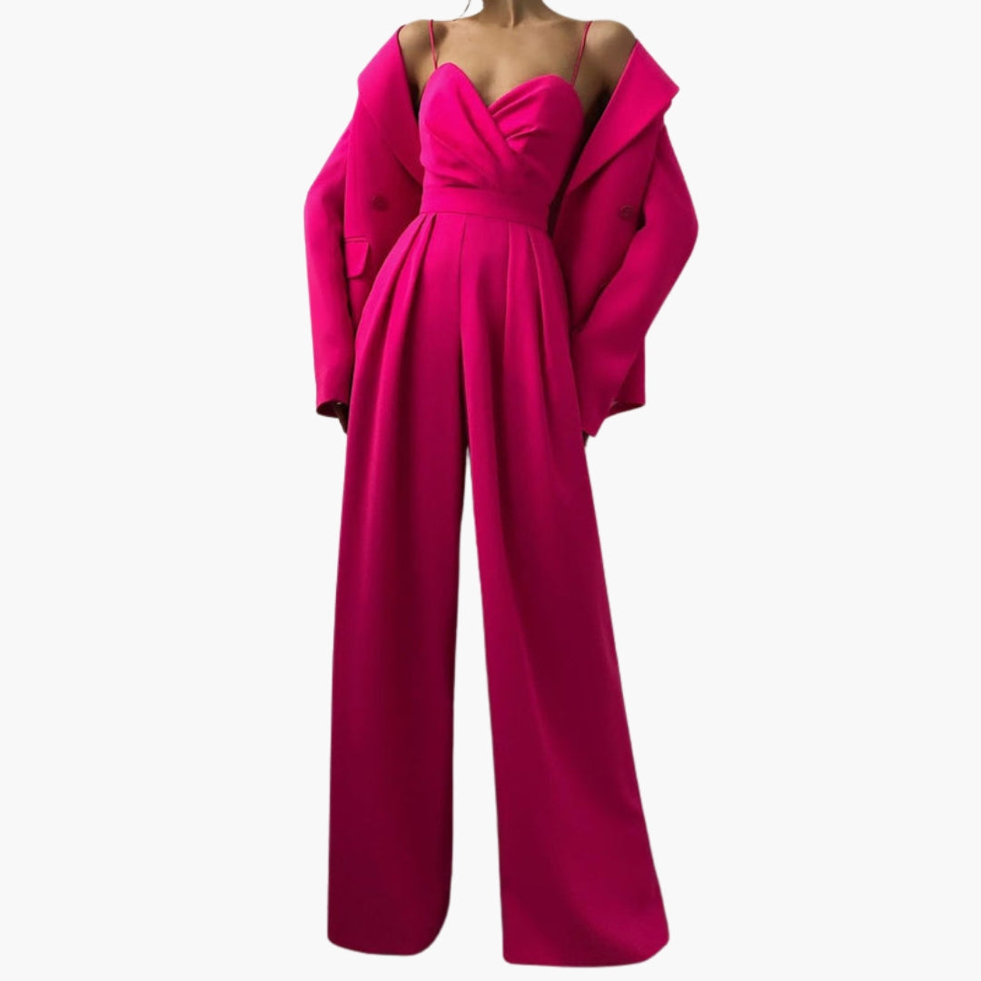 Wide-leg jumpsuit for women with thin straps