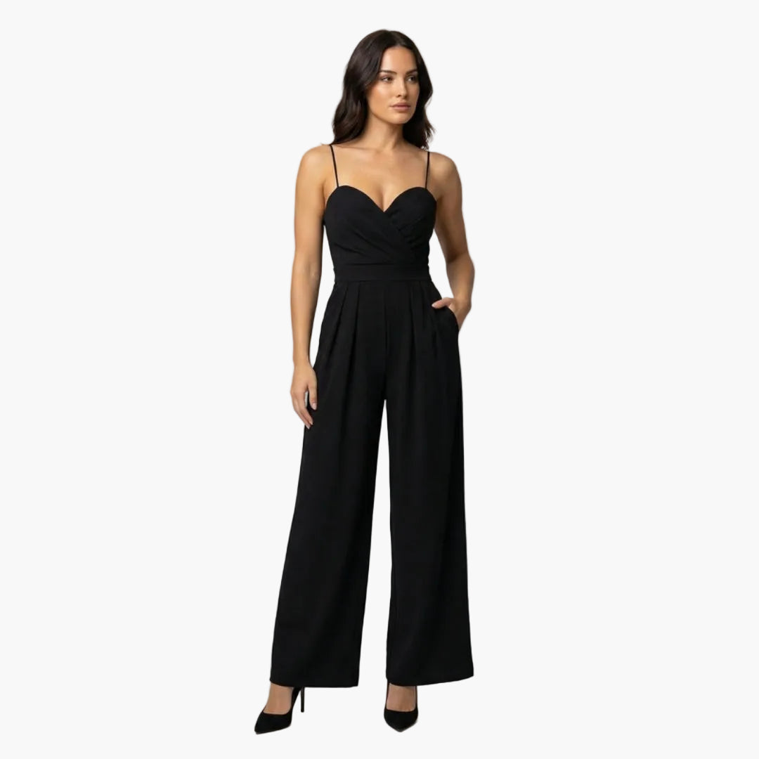 Wide-leg jumpsuit for women with thin straps