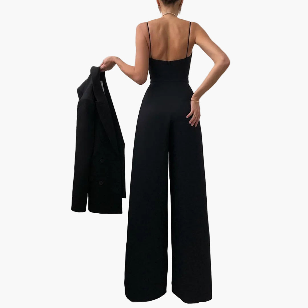 Wide-leg jumpsuit for women with thin straps