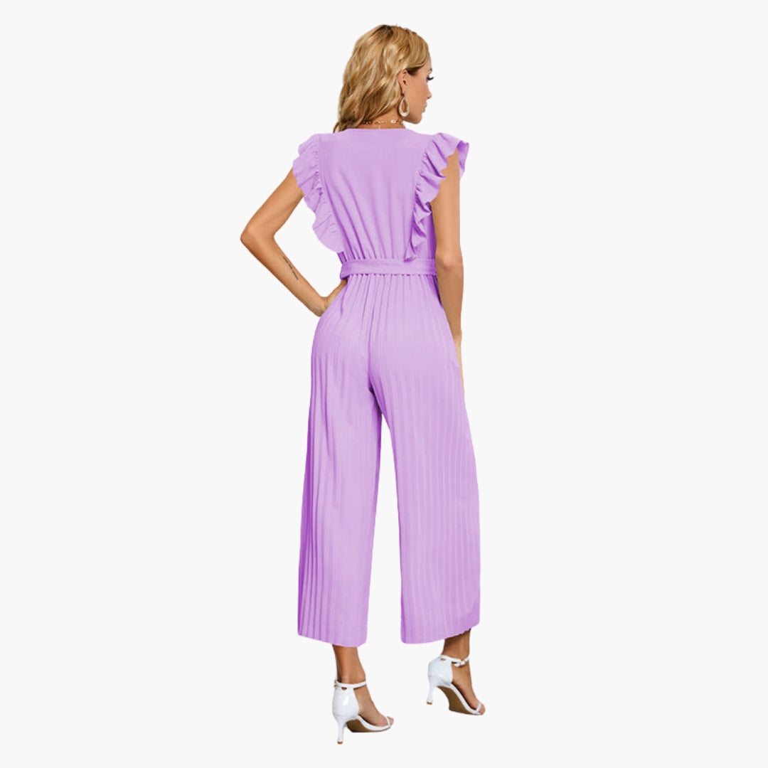 Women's jumpsuit with V-neck and belt
