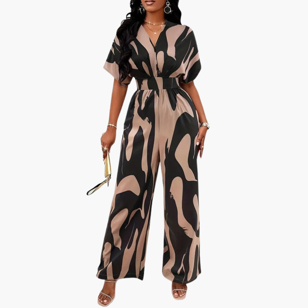 Women's jumpsuit with V-neck and waist tie