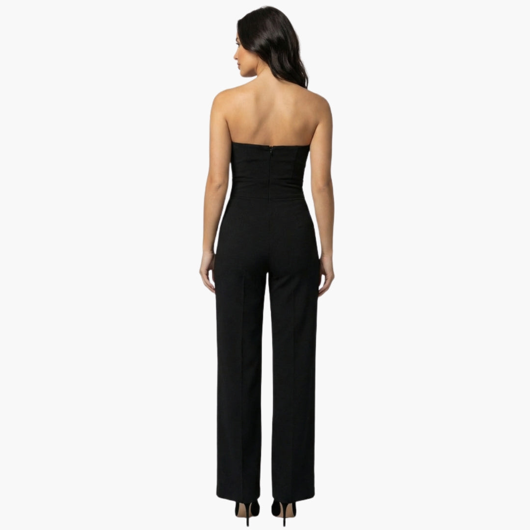 Strapless women's jumpsuit with wide legs