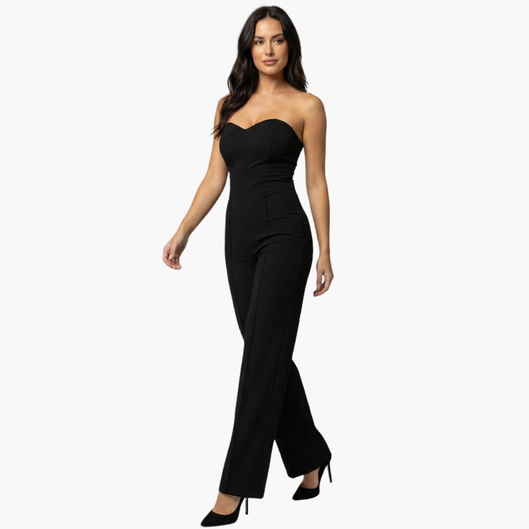 Strapless women's jumpsuit with wide legs
