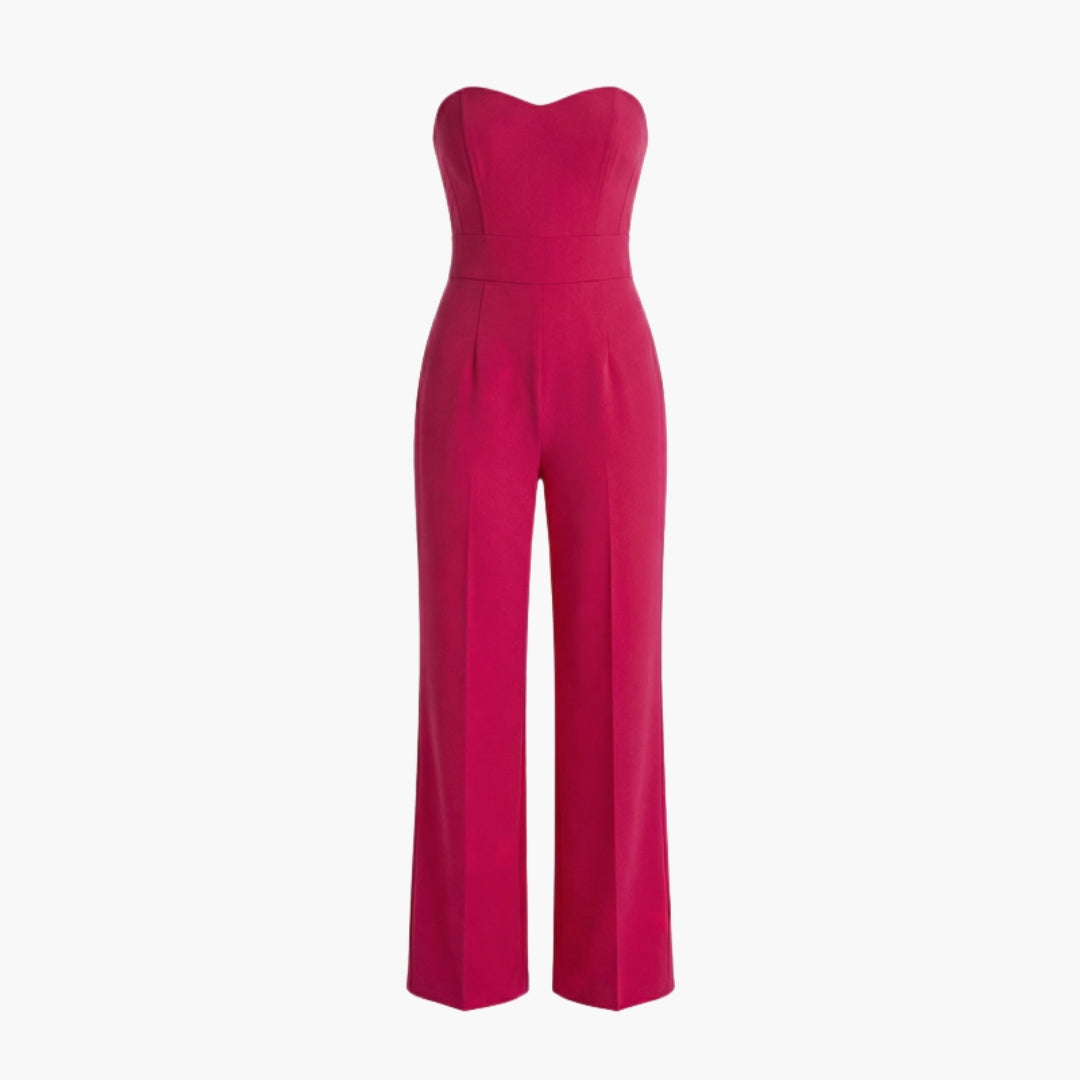 Strapless women's jumpsuit with wide legs