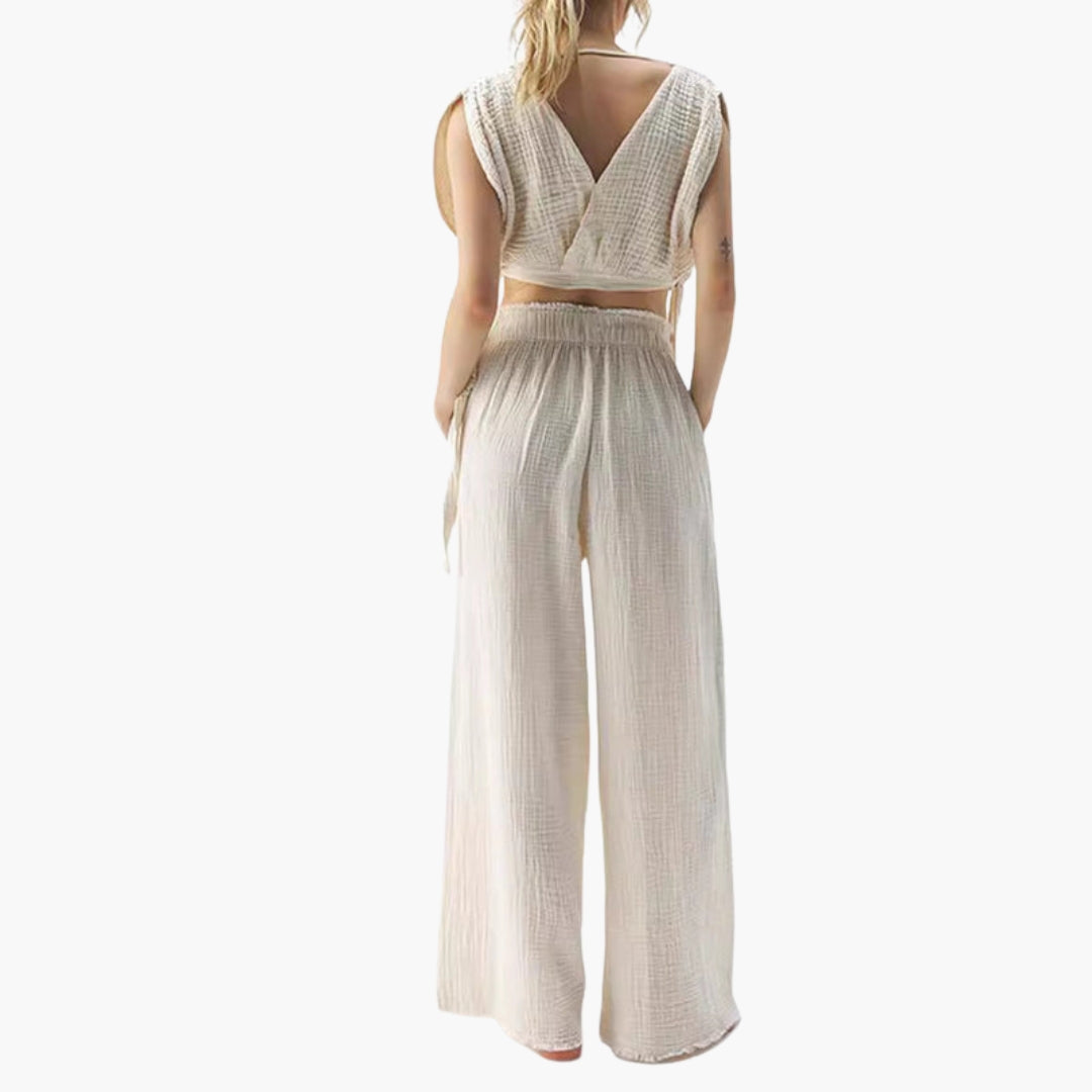 Tuta donna due pezzi con scollo a V