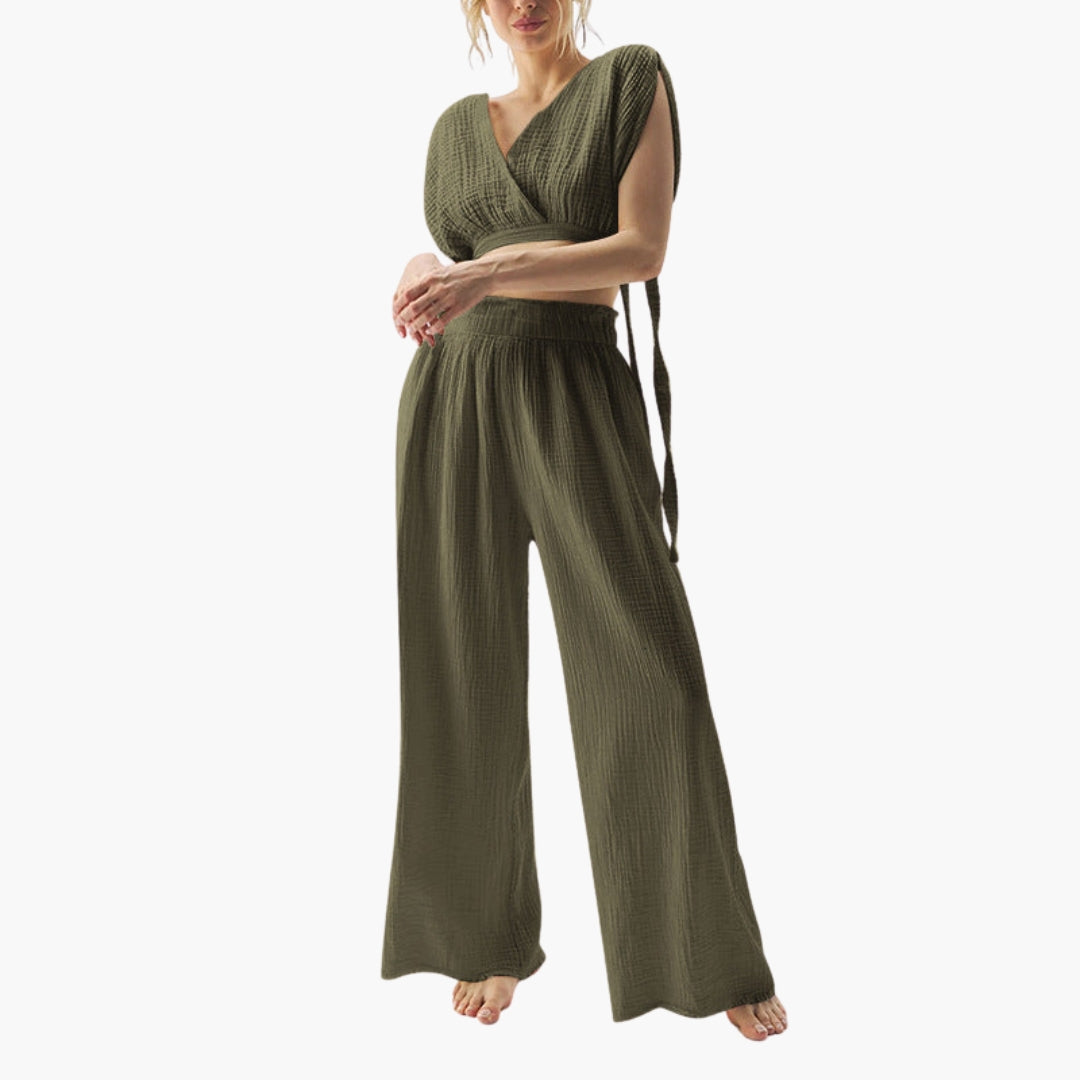 Tuta donna due pezzi con scollo a V