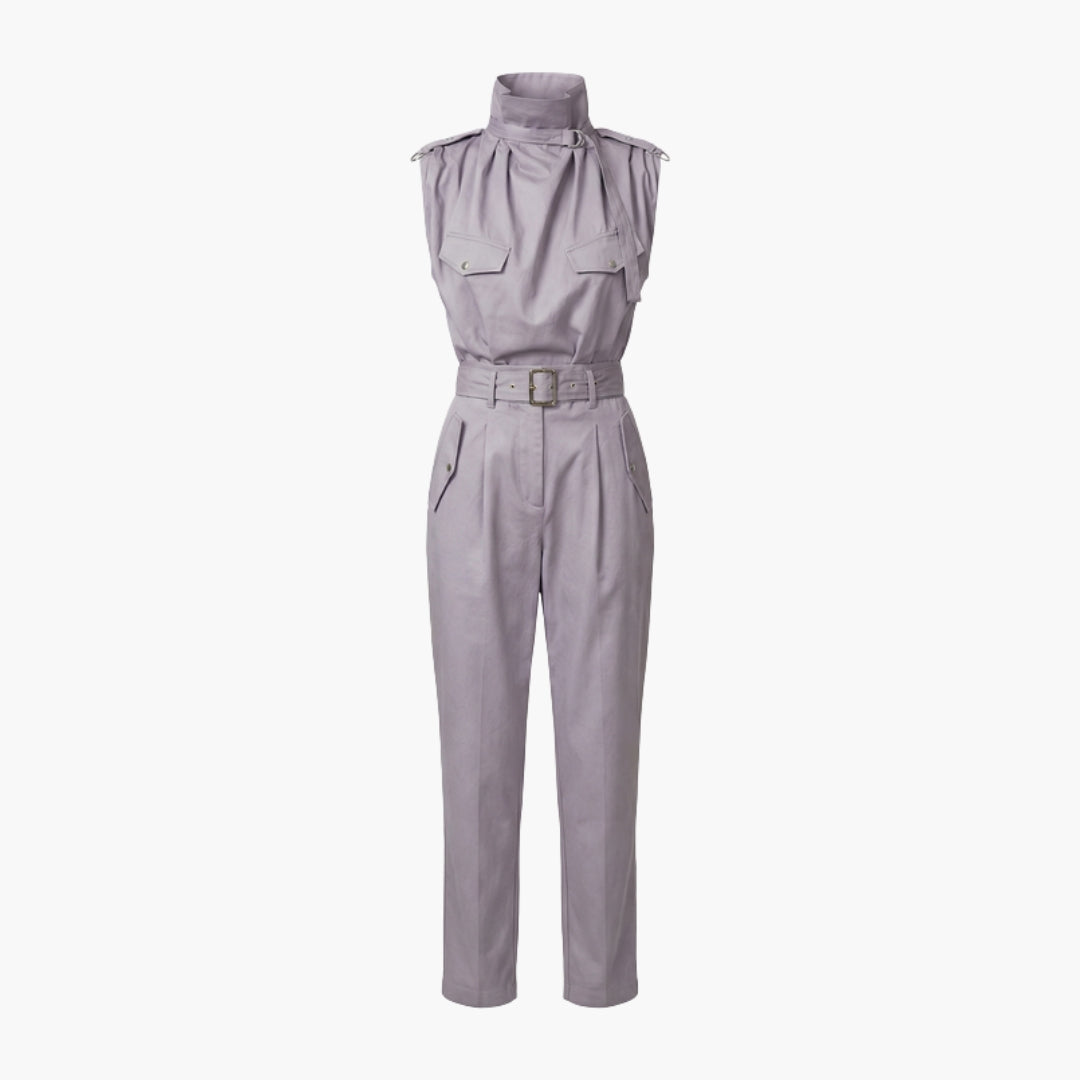 Sleeveless women's jumpsuit with high collar