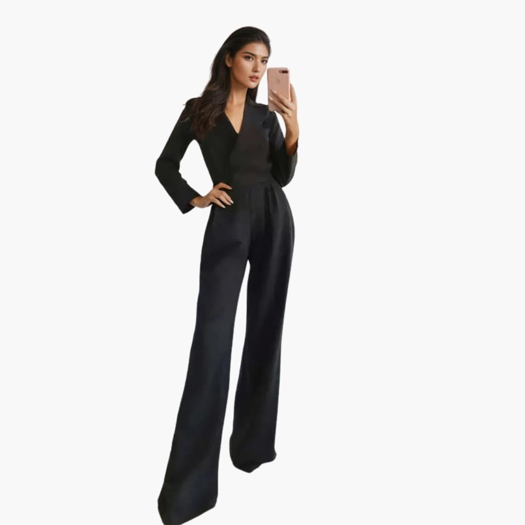 Tuta larga donna a maniche lunghe con scollo a V